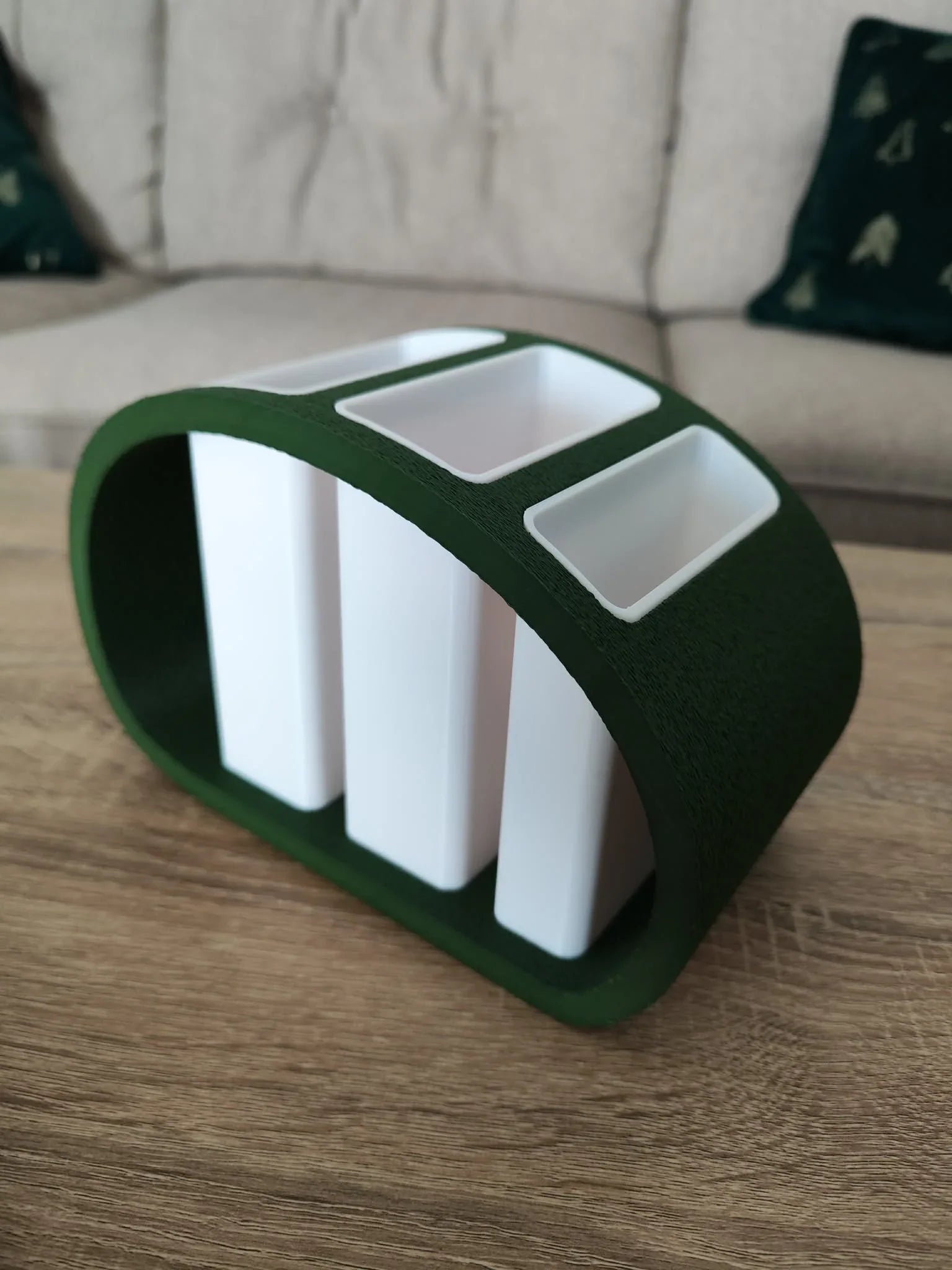 Storage box for 4 remote controls + phone